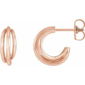 14K Rose Right 12 mm Hoop Earrings