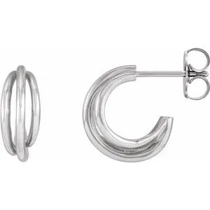 14K White 12 mm Hoop Earrings