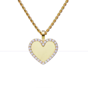14k Yellow Gold Heart Shaped Diamond Memory Charm Pendant 0.6 Ctw