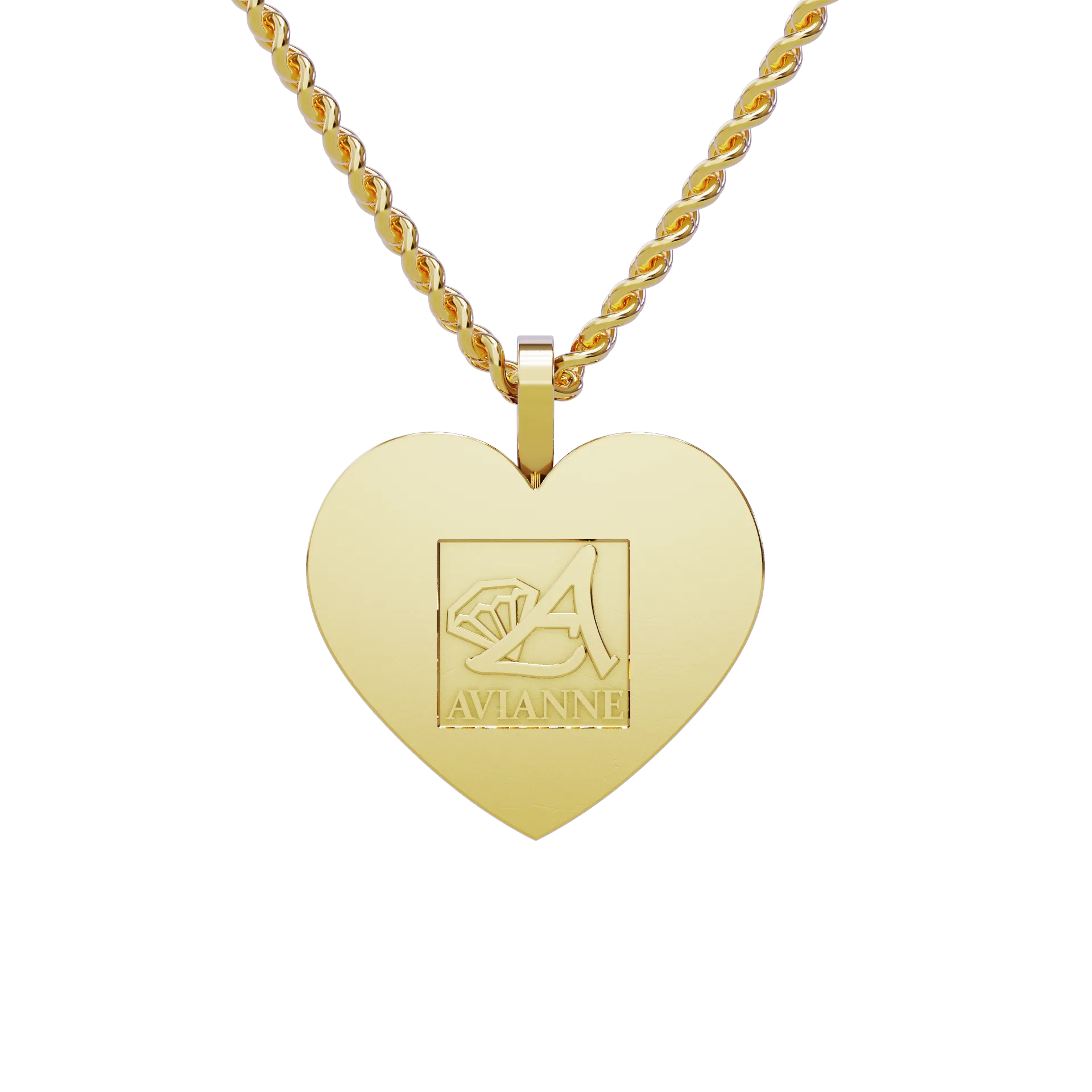 14k Yellow Gold Medium Heart Shaped Memory Charm Pendant