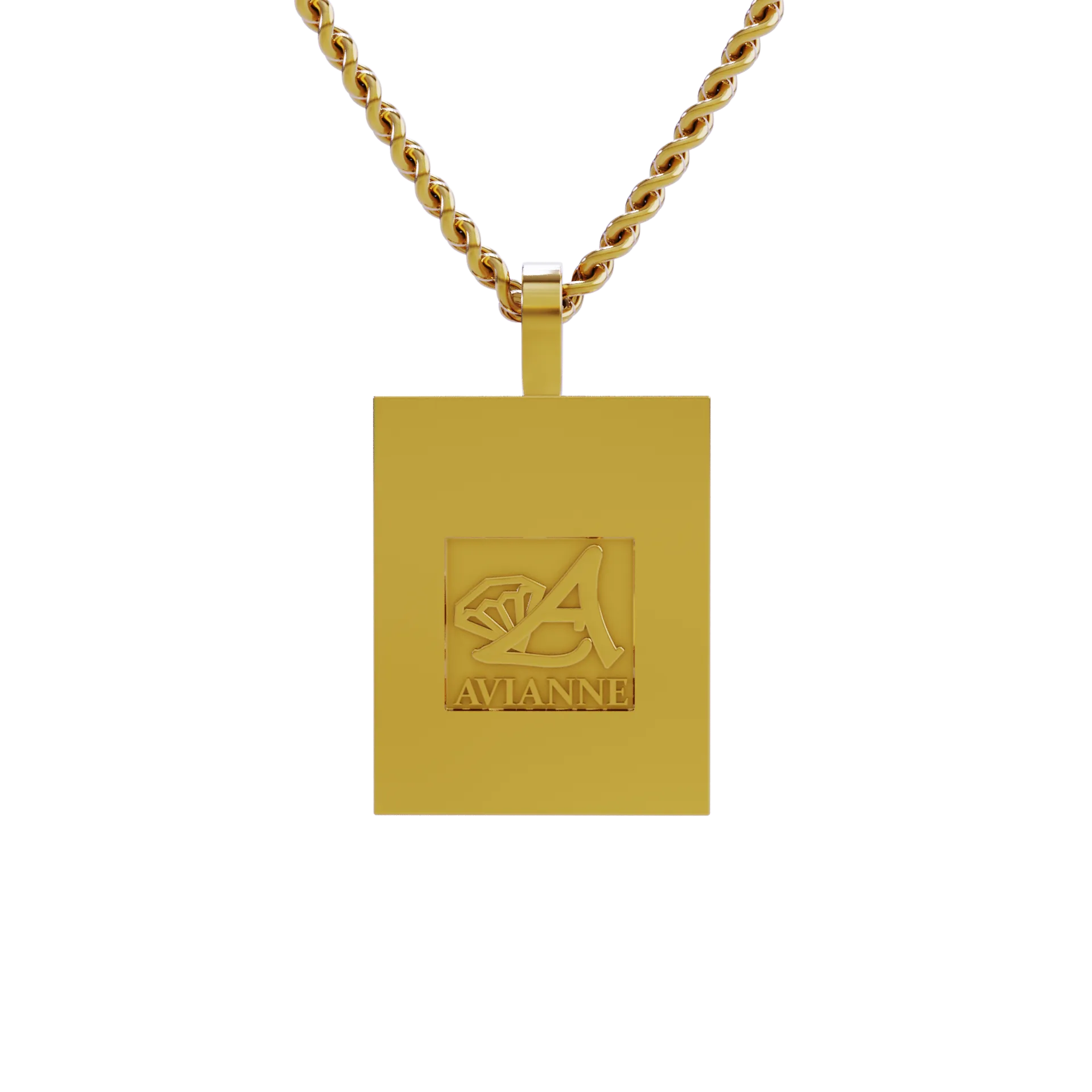 14k Yellow Gold Rectangle Shaped Diamond Memory Charm Pendant 1.50 Cwt.