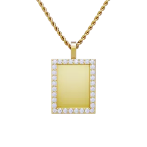 14k Yellow Gold Rectangle Shaped Diamond Memory Charm Pendant 1.50 Cwt.