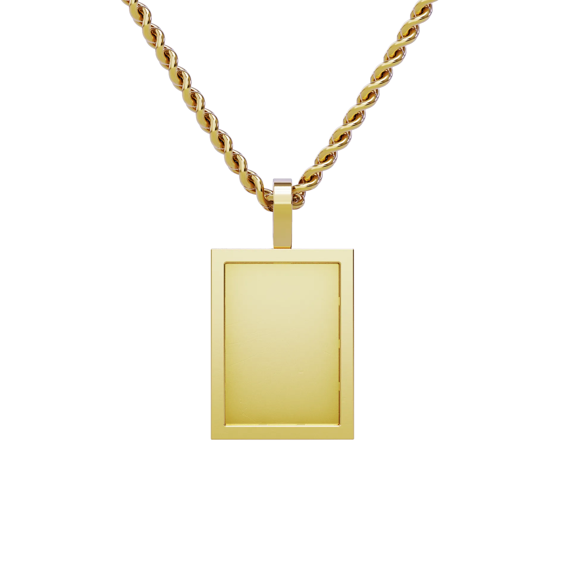 14k Yellow Gold Rectangle Shaped Memory Charm Pendant