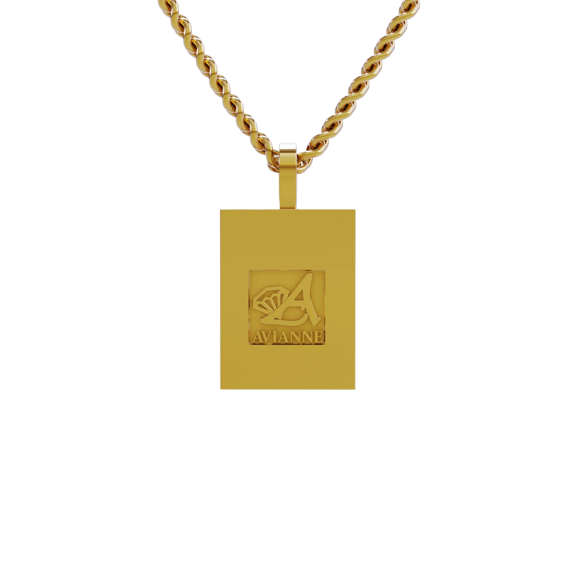14k Yellow Gold Rectangle Shaped Memory Charm Pendant