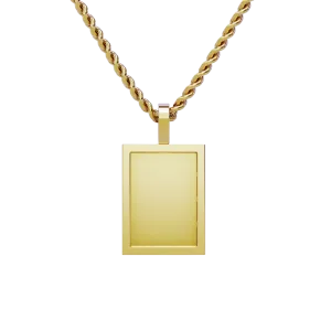 14k Yellow Gold Rectangle Shaped Memory Charm Pendant