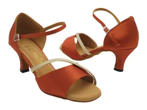 1734 Dark Tan Satin & Light Gold Leather Trim