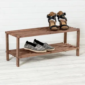 2-TIER WOOD SHOE RACK