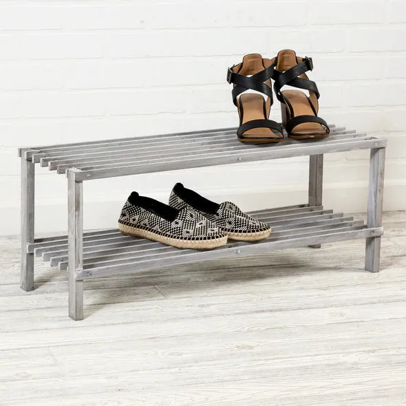 2-TIER WOOD SHOE RACK