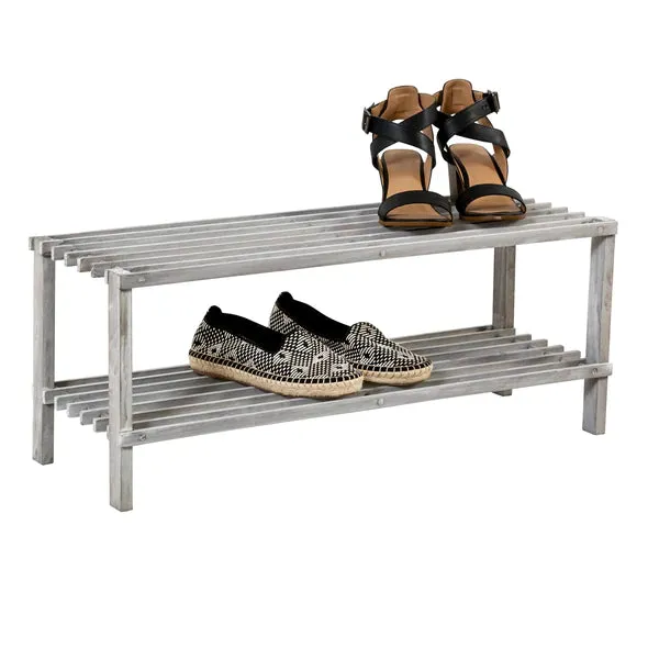 2-TIER WOOD SHOE RACK