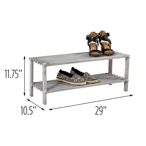 2-TIER WOOD SHOE RACK