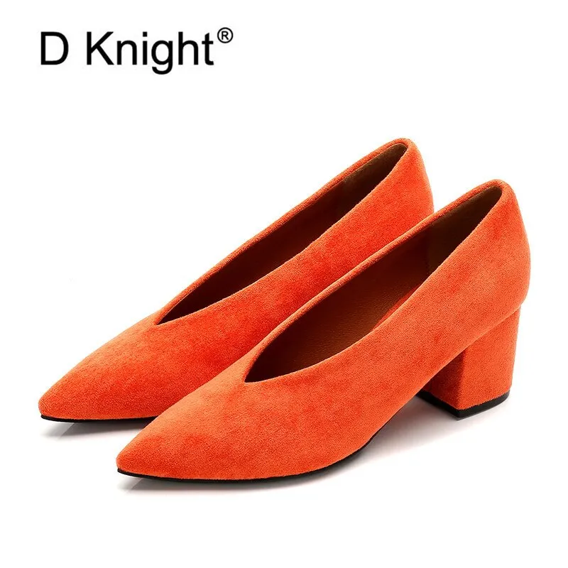 2023 SPRING AUTUMN SQUARE HEELS PUMPS ELEGANT SHALLOW V-MOUTH OFFICE LADY PUMPS