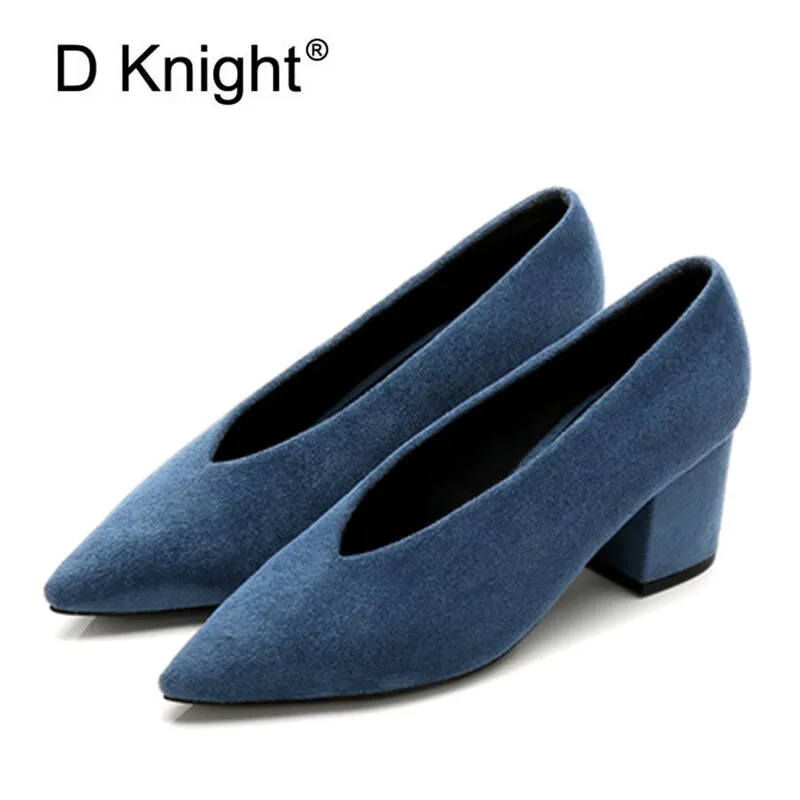 2023 SPRING AUTUMN SQUARE HEELS PUMPS ELEGANT SHALLOW V-MOUTH OFFICE LADY PUMPS