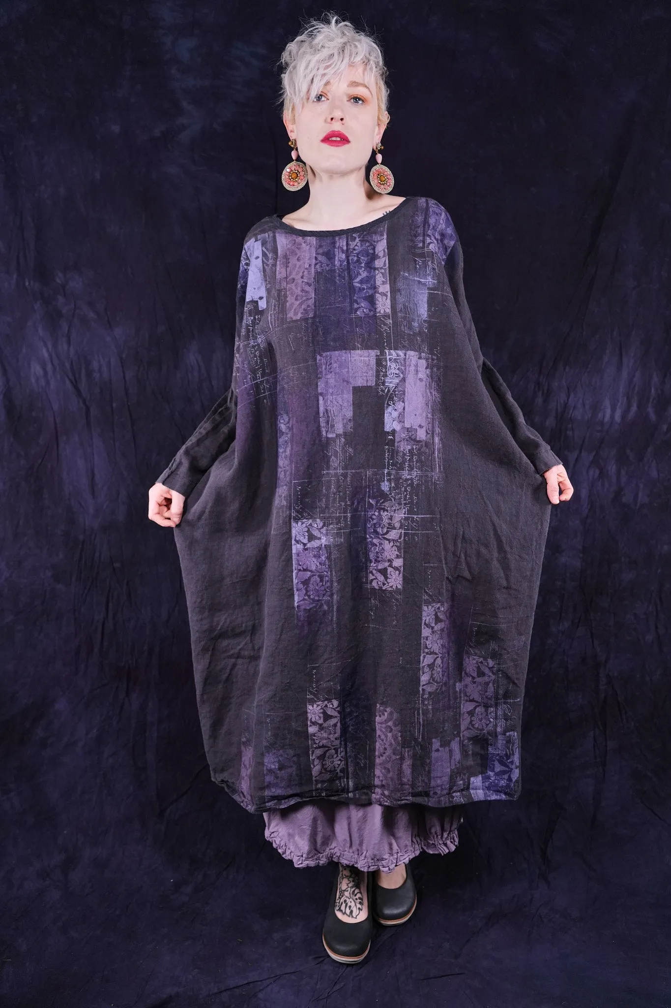 2210-2 Linen Gallery Dress Black Sand-P