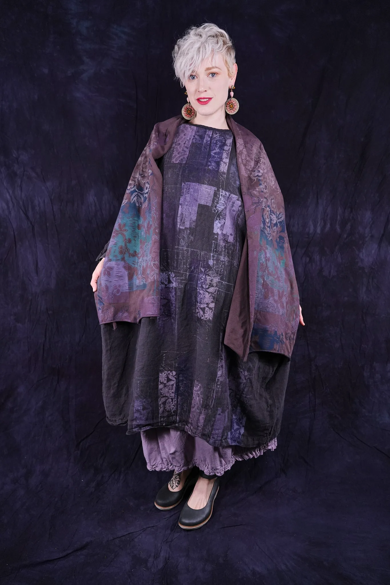 2210-2 Linen Gallery Dress Black Sand-P