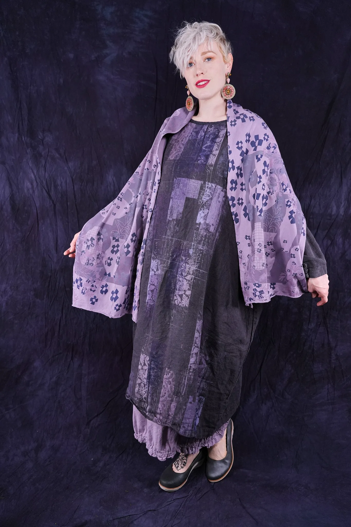 2210-2 Linen Gallery Dress Black Sand-P