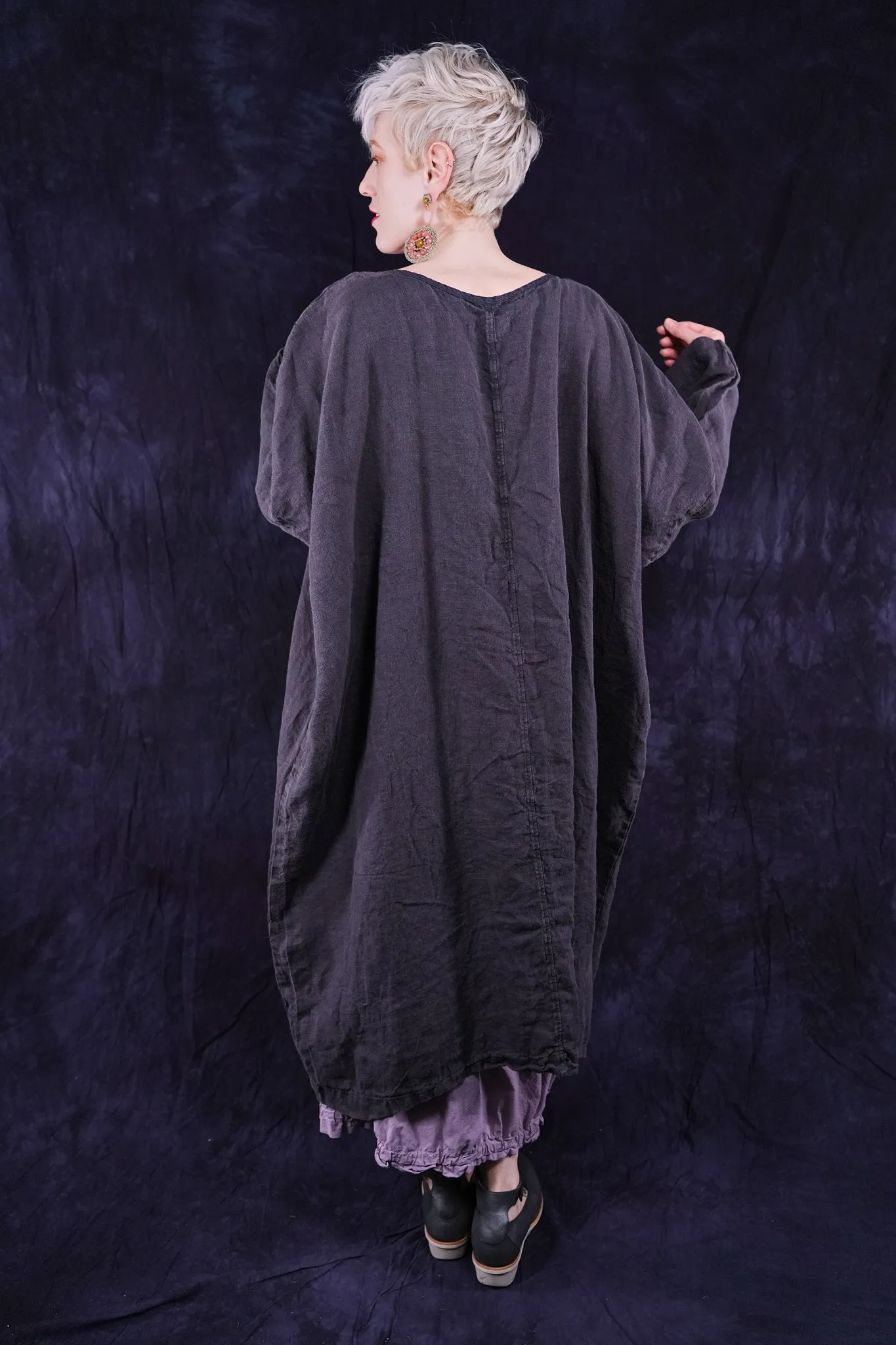 2210-2 Linen Gallery Dress Black Sand-P