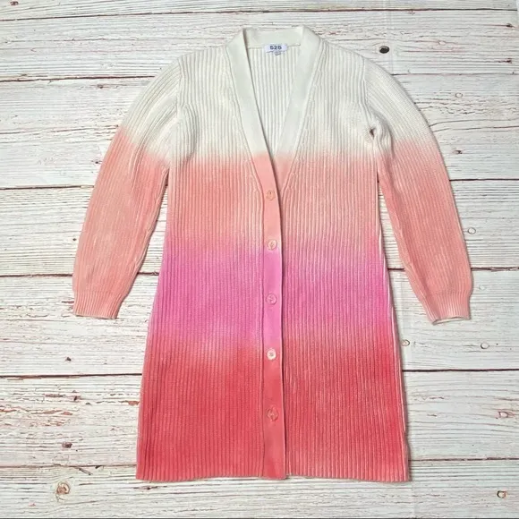 525 Long Spray Cardigan in Hot Pink Multi Sz S