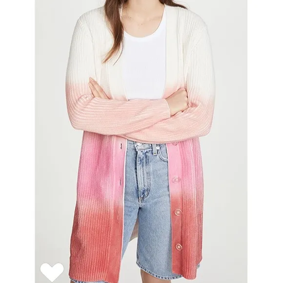 525 Long Spray Cardigan in Hot Pink Multi Sz S