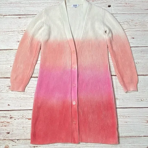 525 Long Spray Cardigan in Hot Pink Multi Sz S
