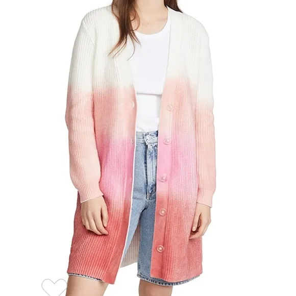 525 Long Spray Cardigan in Hot Pink Multi Sz S