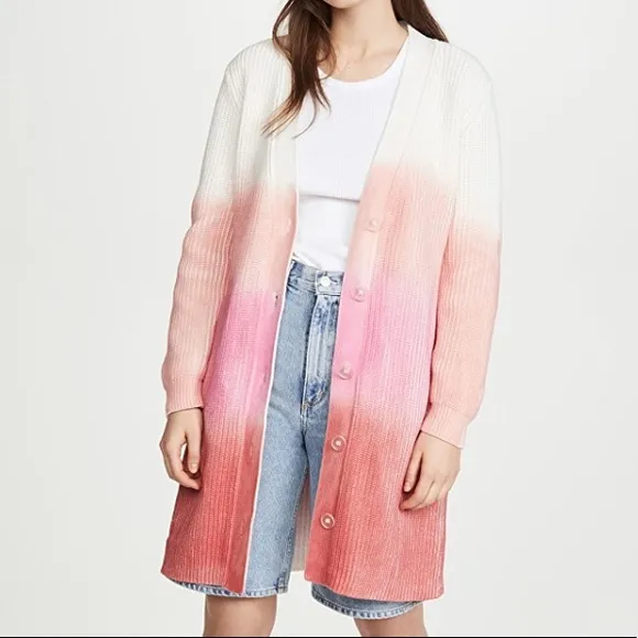 525 Long Spray Cardigan in Hot Pink Multi Sz S