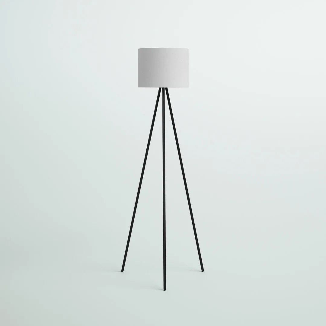 61.5" Mid-Century Modern Tripod Floor Lamp, Black Ebern Designs