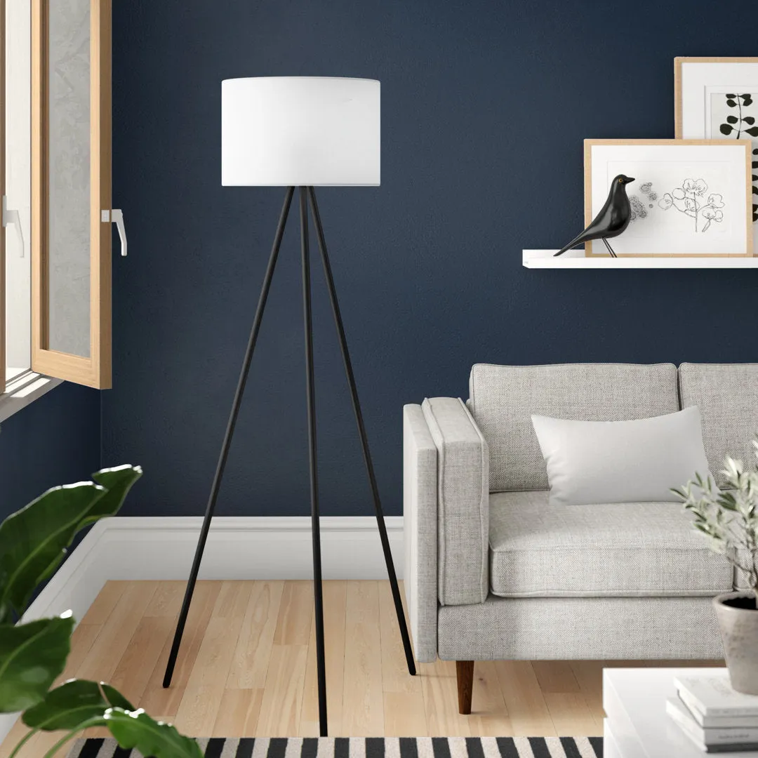 61.5" Mid-Century Modern Tripod Floor Lamp, Black Ebern Designs