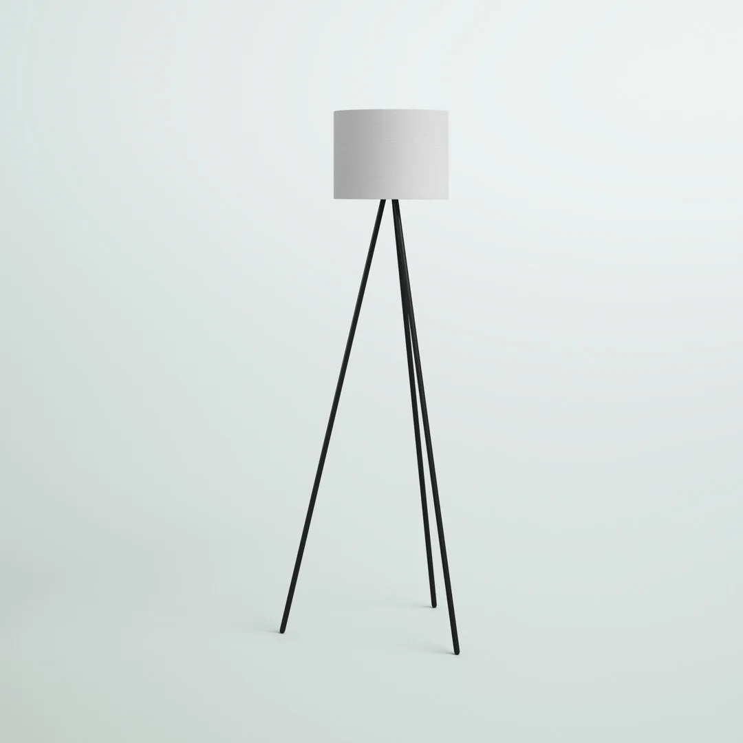 61.5" Mid-Century Modern Tripod Floor Lamp, Black Ebern Designs