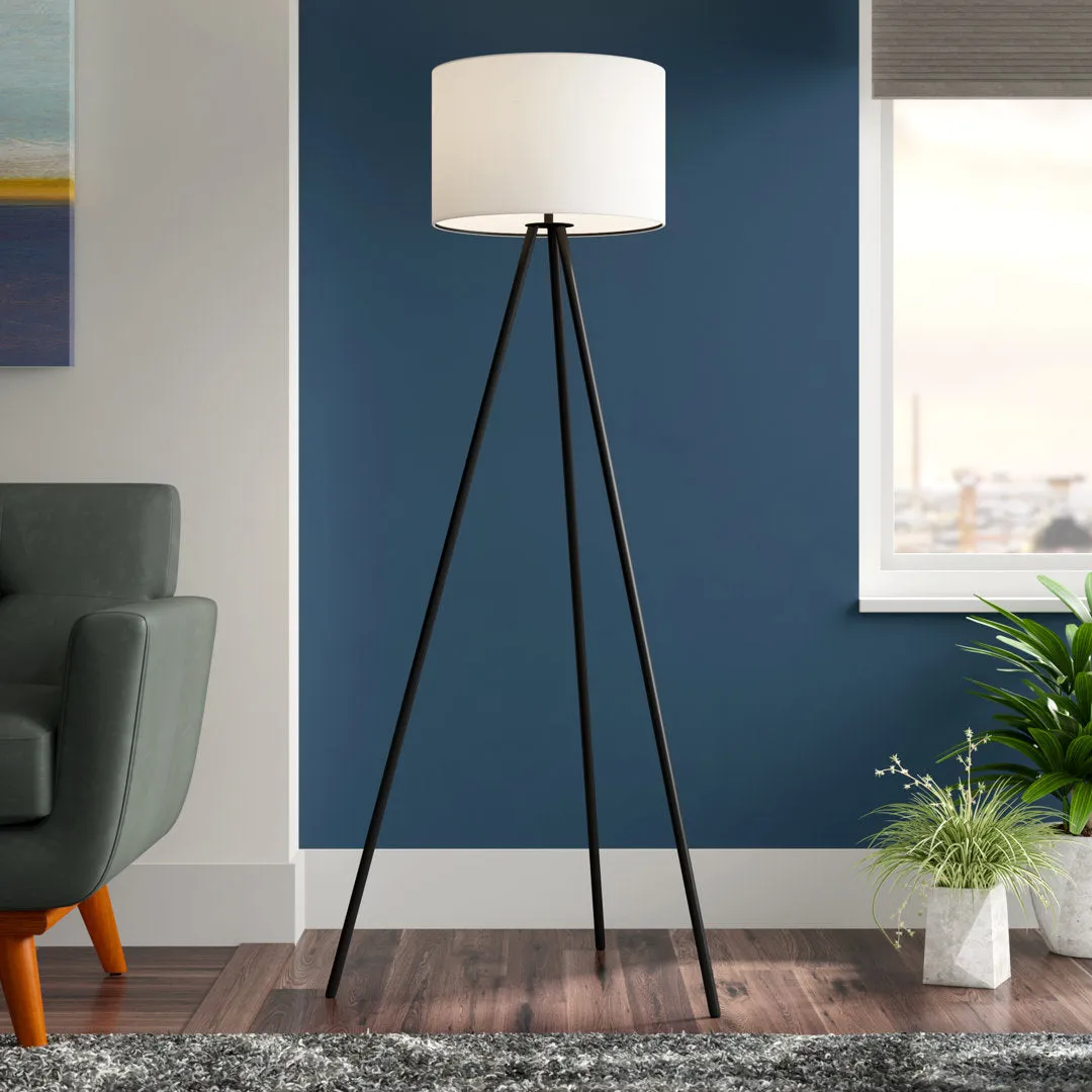 61.5" Mid-Century Modern Tripod Floor Lamp, Black Ebern Designs