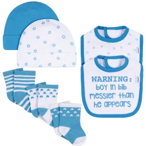 7-Piece Baby Boys Stars Caps, Dribbler Bibs, Jersey Crew Socks