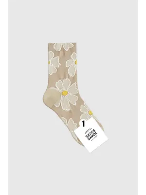 7Days Socks - Crew Daisy Flower Socks (Cream)
