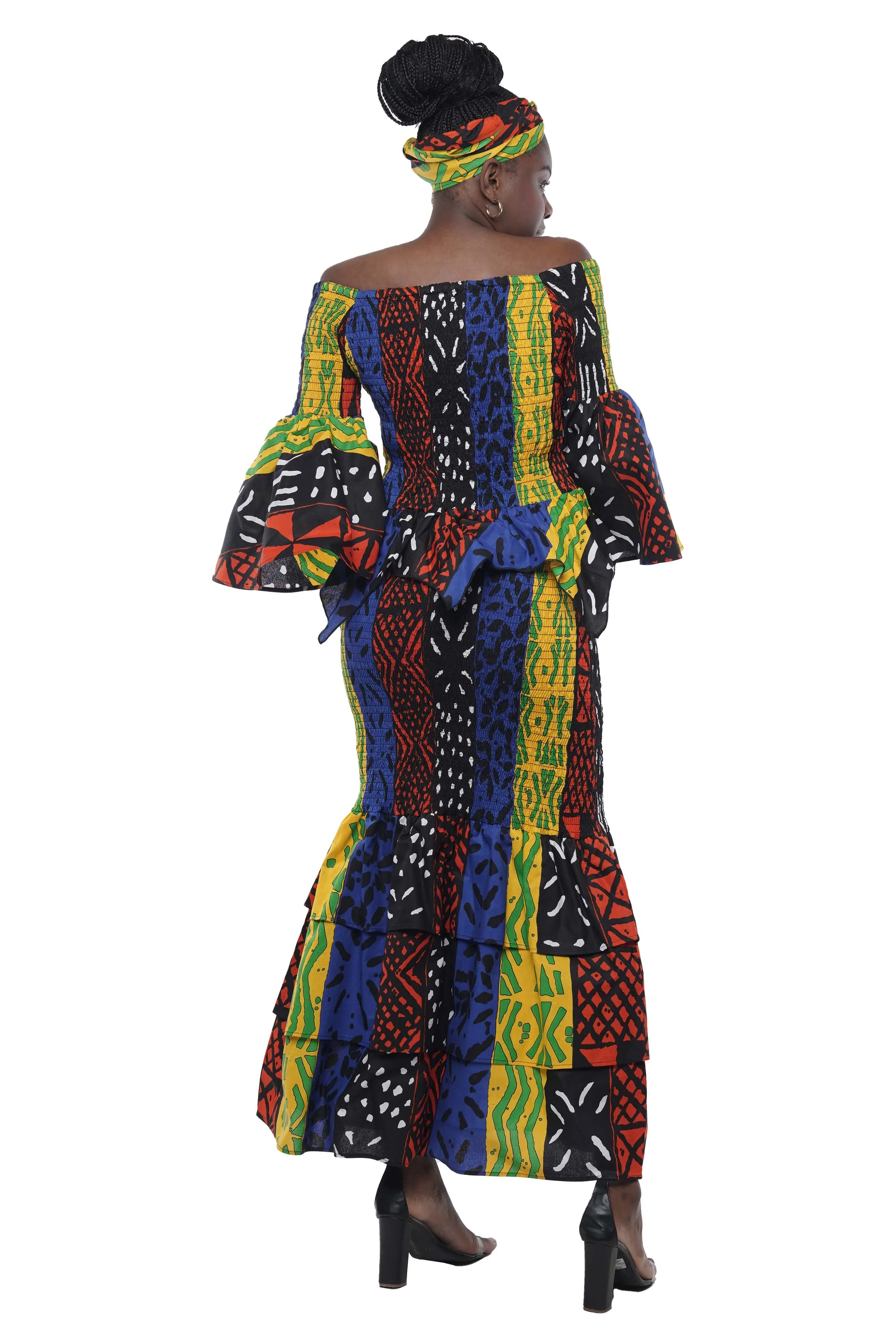 African Zig Zag Hem Top and Fish Tail Skirt Set