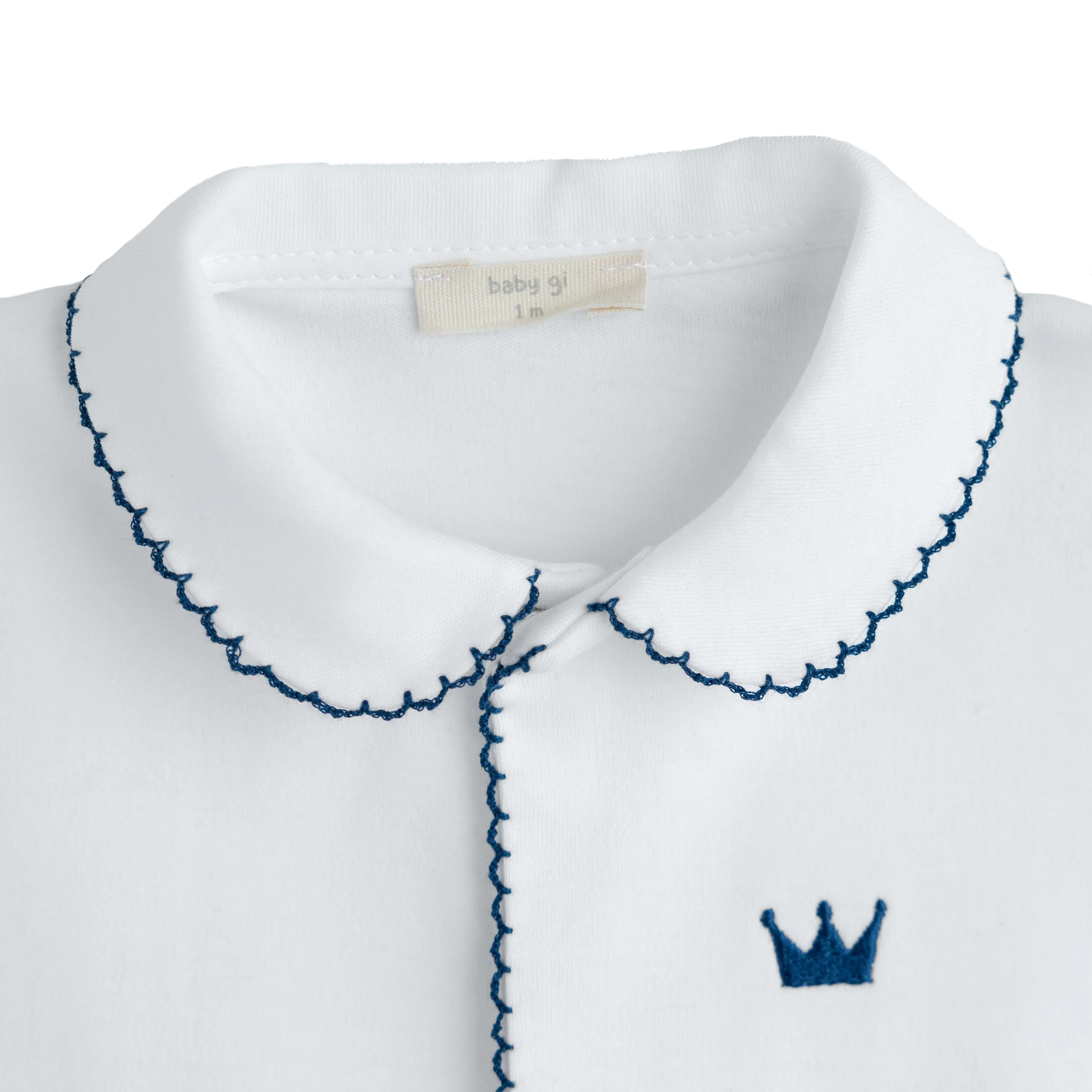Baby Gi Little Royals Babygrow - White & Navy
