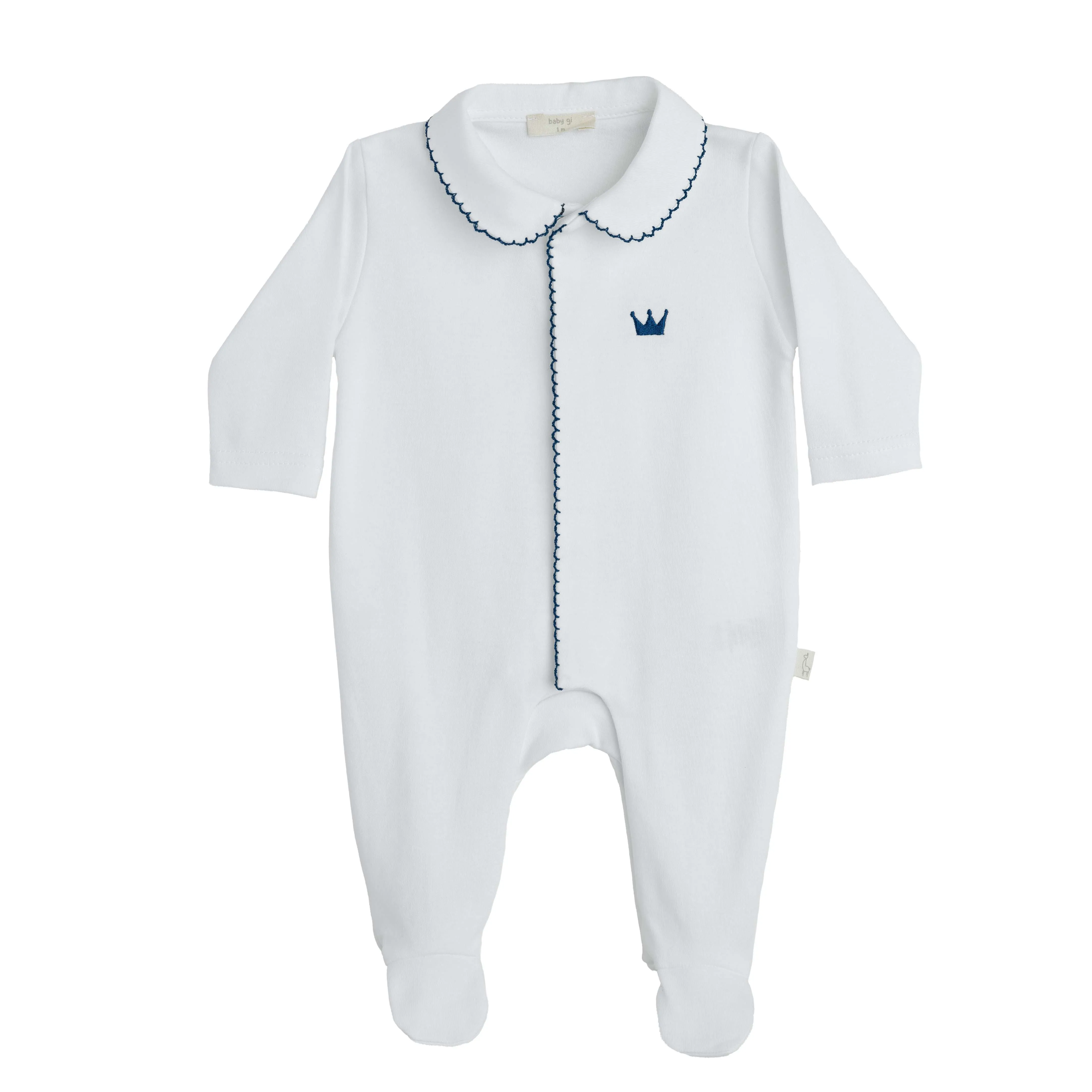 Baby Gi Little Royals Babygrow - White & Navy