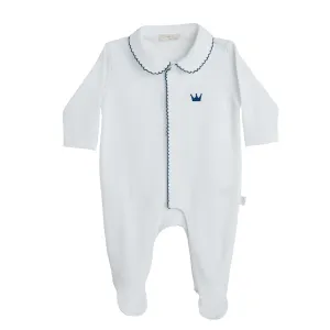 Baby Gi Little Royals Babygrow - White & Navy