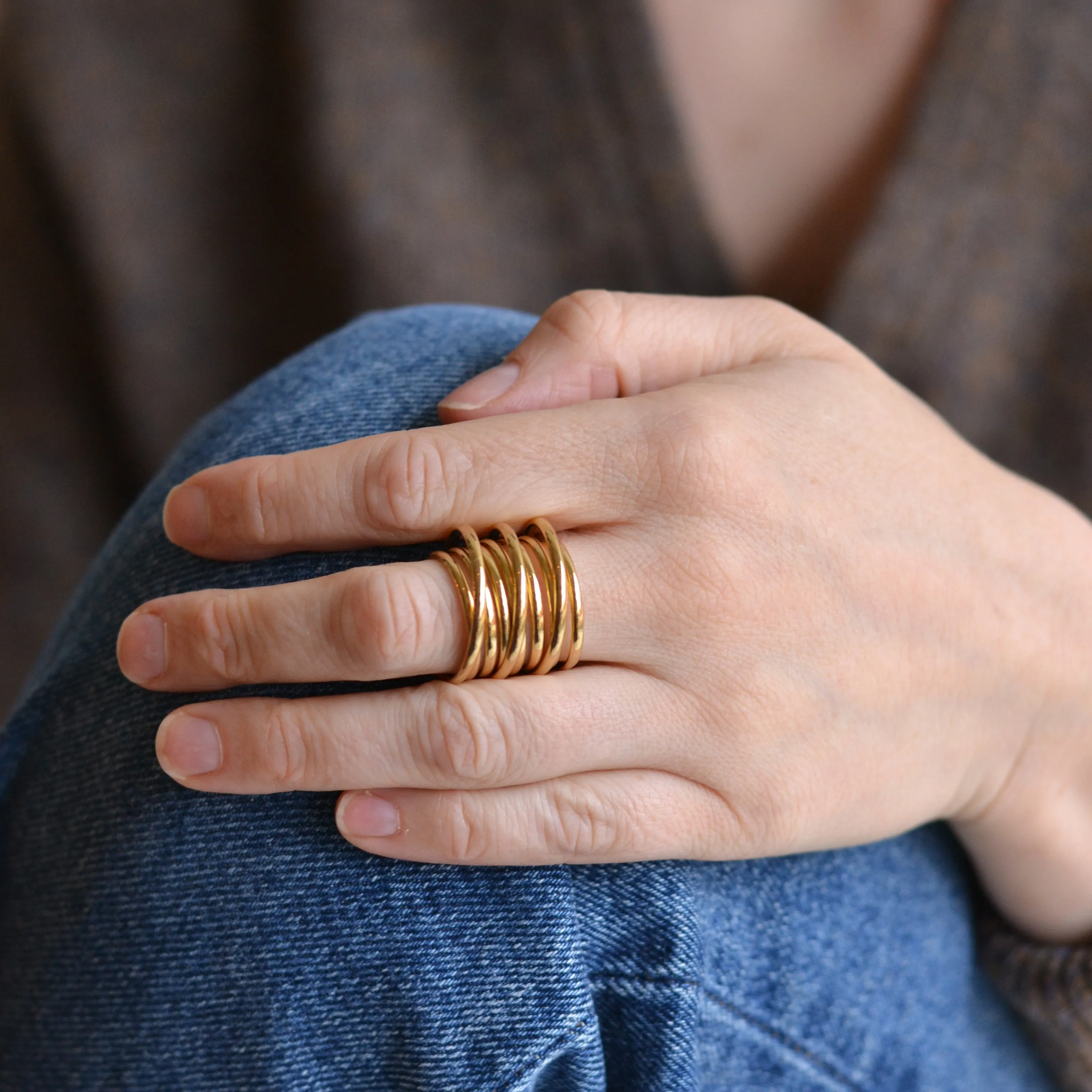 Bazou | Stainless Steel Multi Layer Extra Large Ring