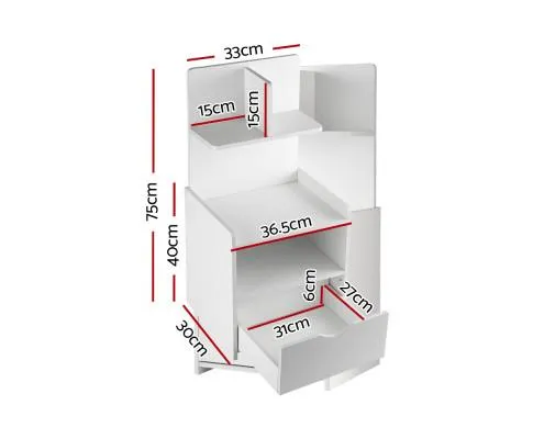 Bedside Table Cabinet Shelf Display Drawer Side Nightstand Unit Storage