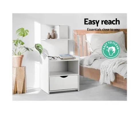 Bedside Table Cabinet Shelf Display Drawer Side Nightstand Unit Storage