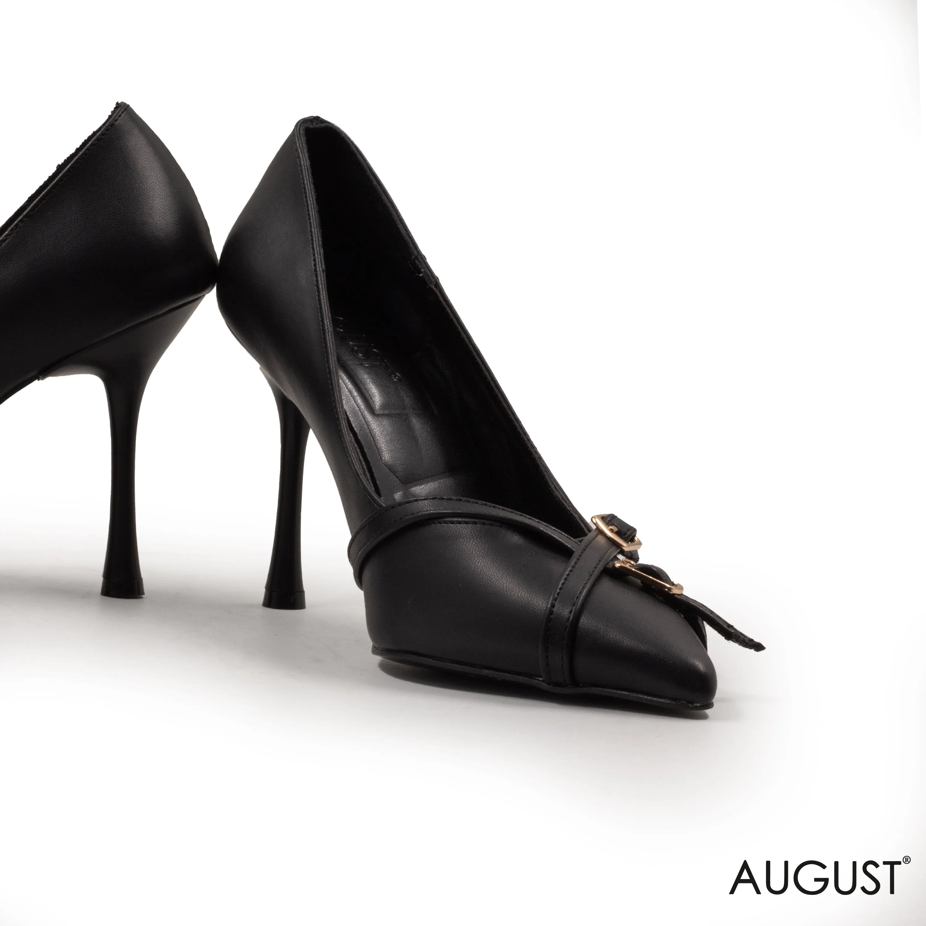 BLACK HIGH-HEEL SHOES WITH BUCKLE DETAIL