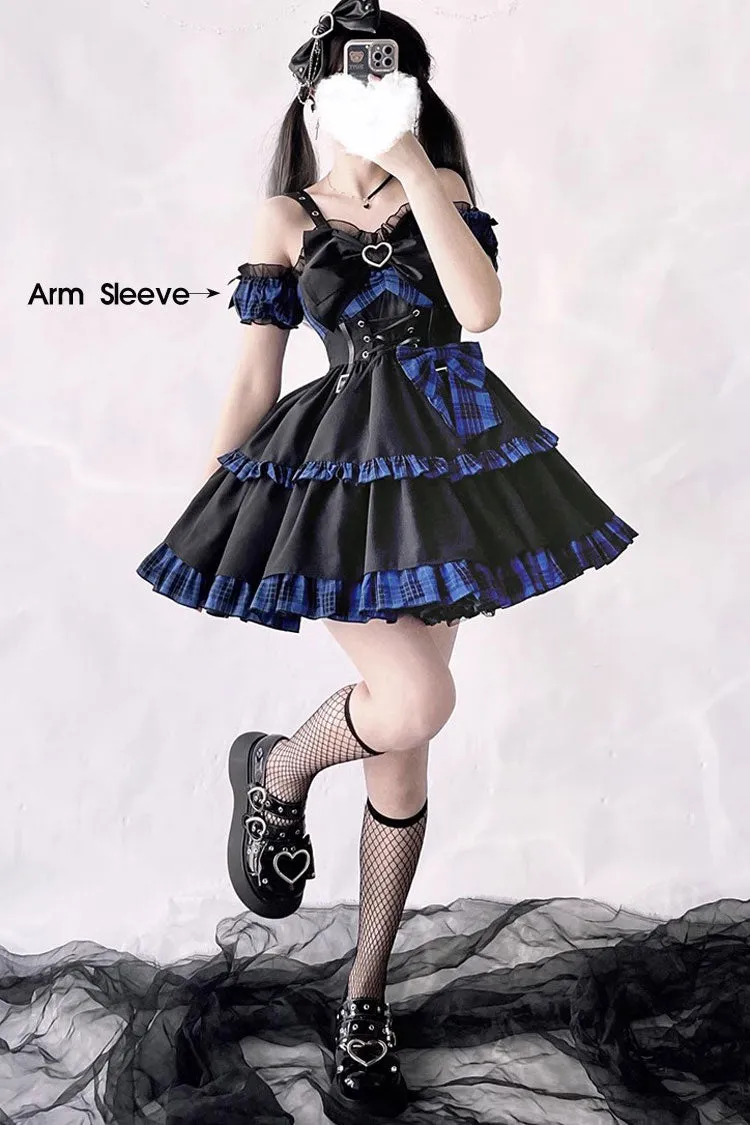 Black/Green Sleeveless Multi-layer Ruffle Bowknot Gothic Lolita Jsk Dress