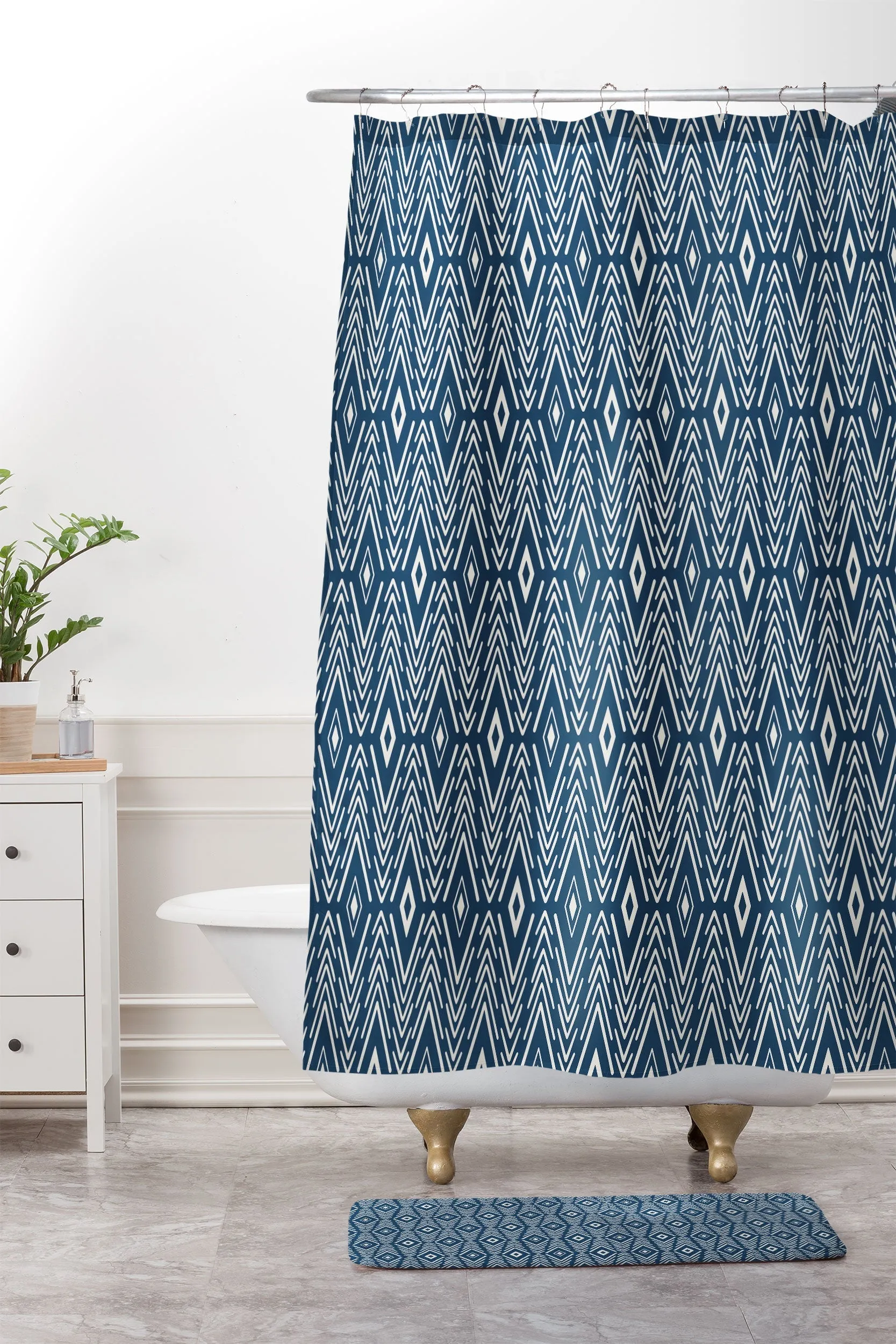 BOHEMIAN DIAMONDS NAVY MEMORY FOAM BATH MAT