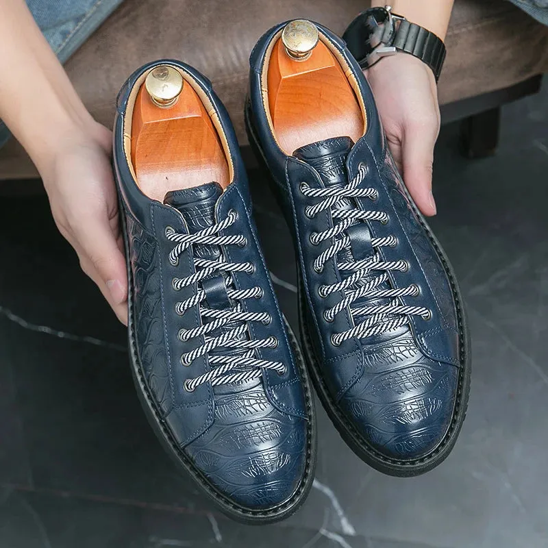 Brand Men Casual Lace Up Shoes Leather Fashion Spring New Men Sneakers Daily Commute Outdoor Versatile Leisure Thick Soled Shoes