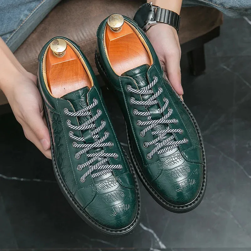 Brand Men Casual Lace Up Shoes Leather Fashion Spring New Men Sneakers Daily Commute Outdoor Versatile Leisure Thick Soled Shoes