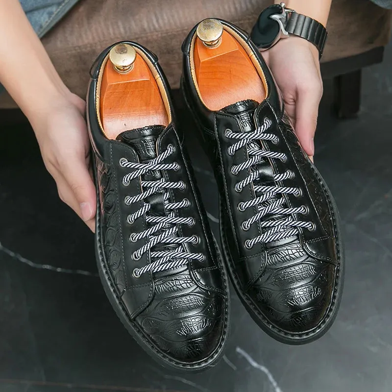 Brand Men Casual Lace Up Shoes Leather Fashion Spring New Men Sneakers Daily Commute Outdoor Versatile Leisure Thick Soled Shoes