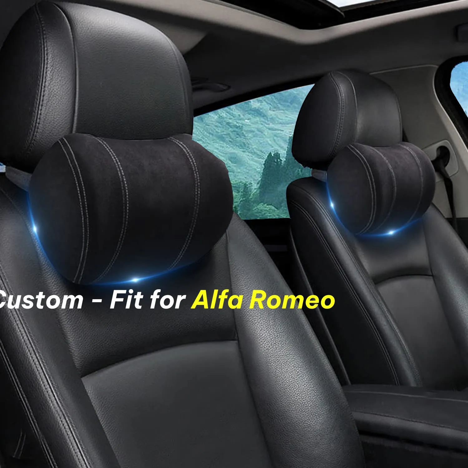 Car Headrest (2 PCS), Custom-Fit For Car, Update Version Premium Memory Foam Car Neck Pillow WAAR227