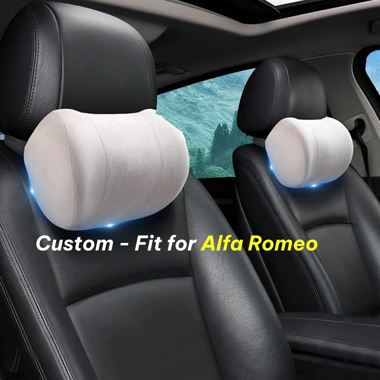 Car Headrest (2 PCS), Custom-Fit For Car, Update Version Premium Memory Foam Car Neck Pillow WAAR227