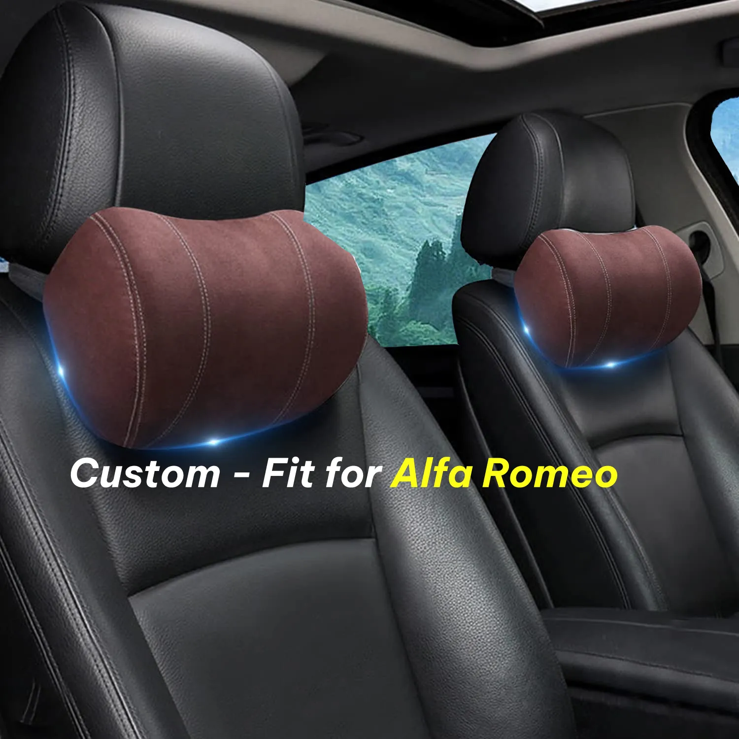 Car Headrest (2 PCS), Custom-Fit For Car, Update Version Premium Memory Foam Car Neck Pillow WAAR227