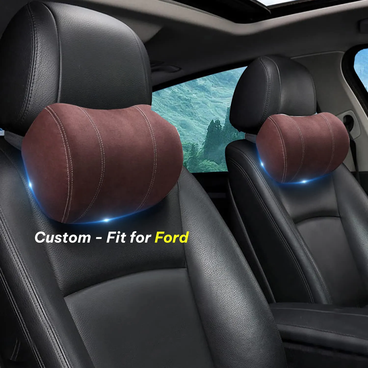 Car Headrest (2 PCS), Custom-Fit For Car, Update Version Premium Memory Foam Car Neck Pillow WAFD227