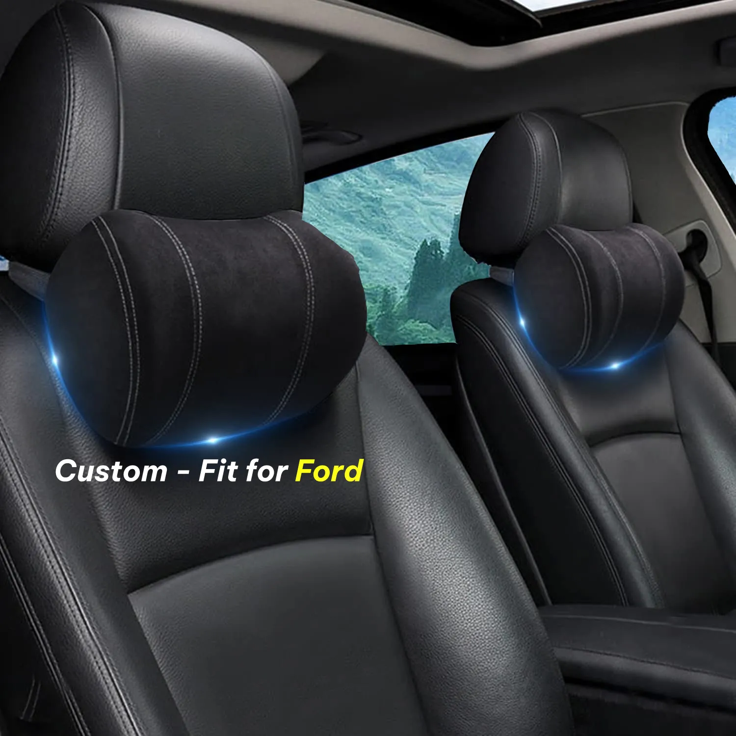 Car Headrest (2 PCS), Custom-Fit For Car, Update Version Premium Memory Foam Car Neck Pillow WAFD227