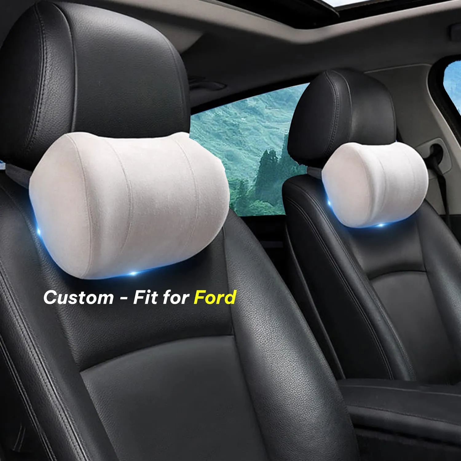 Car Headrest (2 PCS), Custom-Fit For Car, Update Version Premium Memory Foam Car Neck Pillow WAFD227